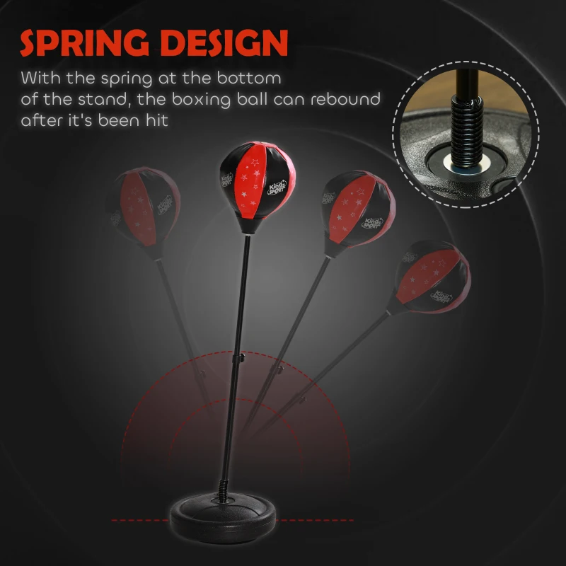 Qaba Height Adjustable Punching Bag for Kids w/ Stand & Boxing Gloves for 5-10 Years, Red