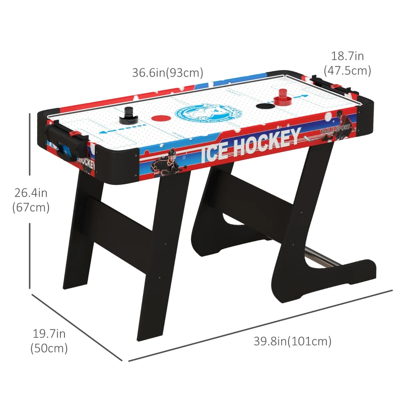 Soozier Folding Air Hockey Table 40" Arcade Table with 2 Pucks, 2 Pushers, Scoreboard for Family Game Room, Living Room, White