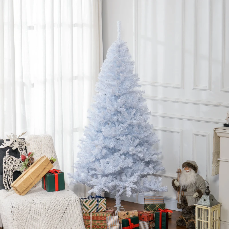 HOMCOM 6ft White Christmas Tree Artificial Christmas Tree with 928 Branch Tips and Metal Stand