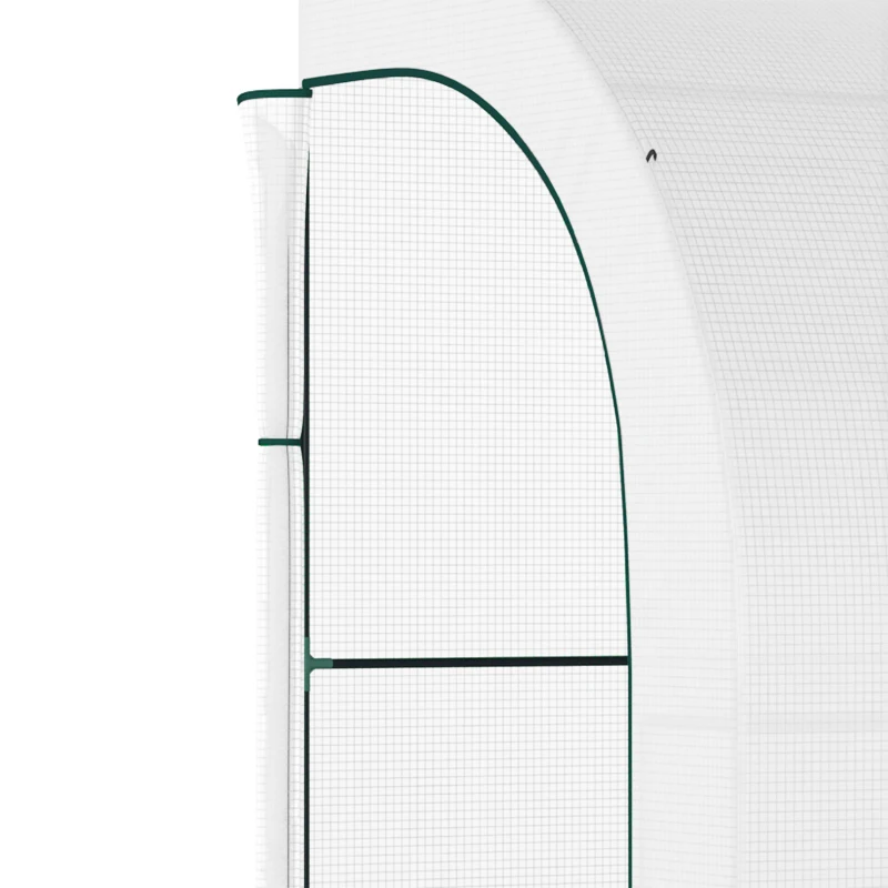 Outsunny Walk-in Wall Lean-to Greenhouse, 10' x 5' x 7' Outdoor Gardening Green House with PE Cover, Windows, Shelves and 2 Zipper Doors, White