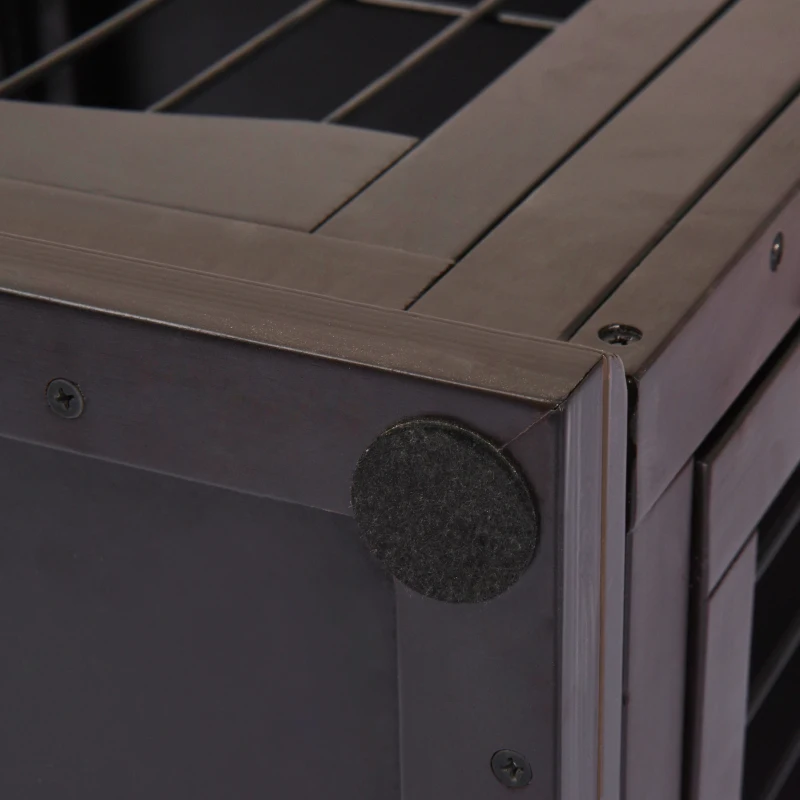 PawHut Dog Crate Furniture, 32" Small Dog Cage End Table with 2 Doors, Lockable Door, Puppy Kennel Indoor, Coffee