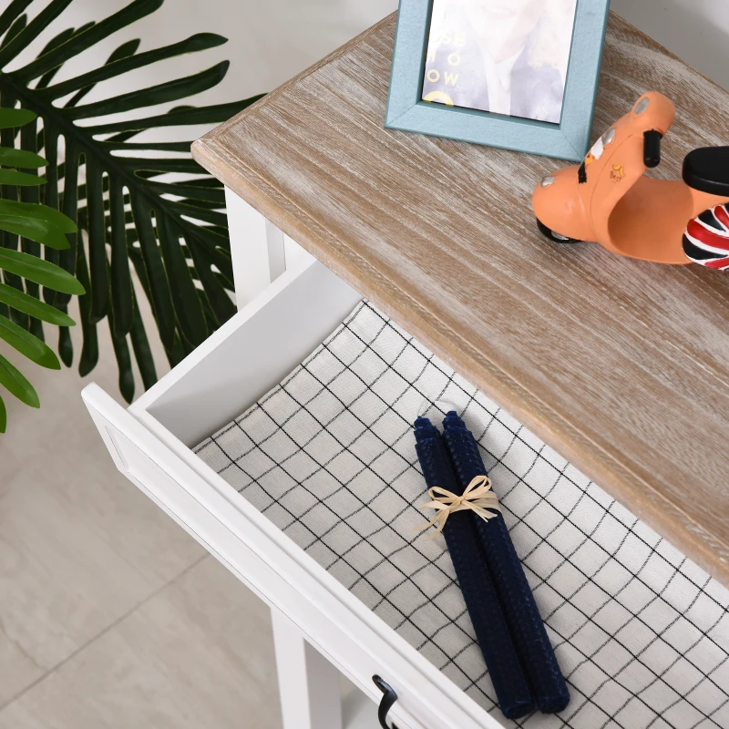 HOMCOM 30" Console Table, Modern Narrow Entryway Table with Drawer and 2 Shelves, Sofa Table for Living Room, Hallway, White