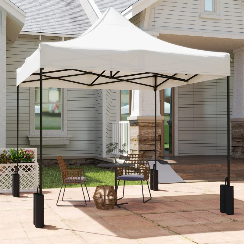 Outsunny 10' x 10' Replacement Canopy Top for Pop Up Canopy Tent with 4 Sand Bags, UPF50+ Protection, White