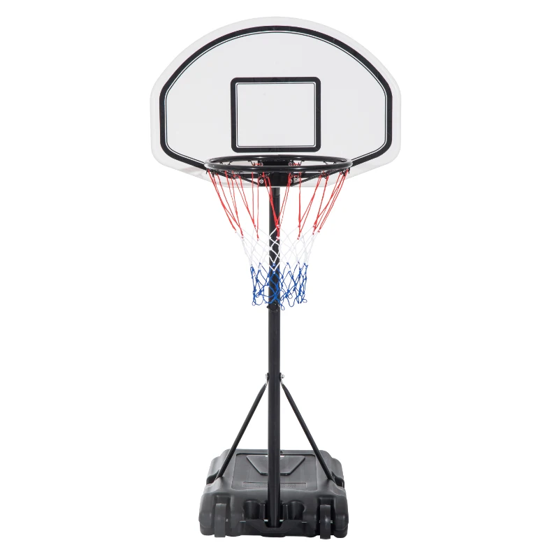 HOMCOM 51"-64" Height Adjustable Basketball System Poolside Hoop Stand Portable with Wheels