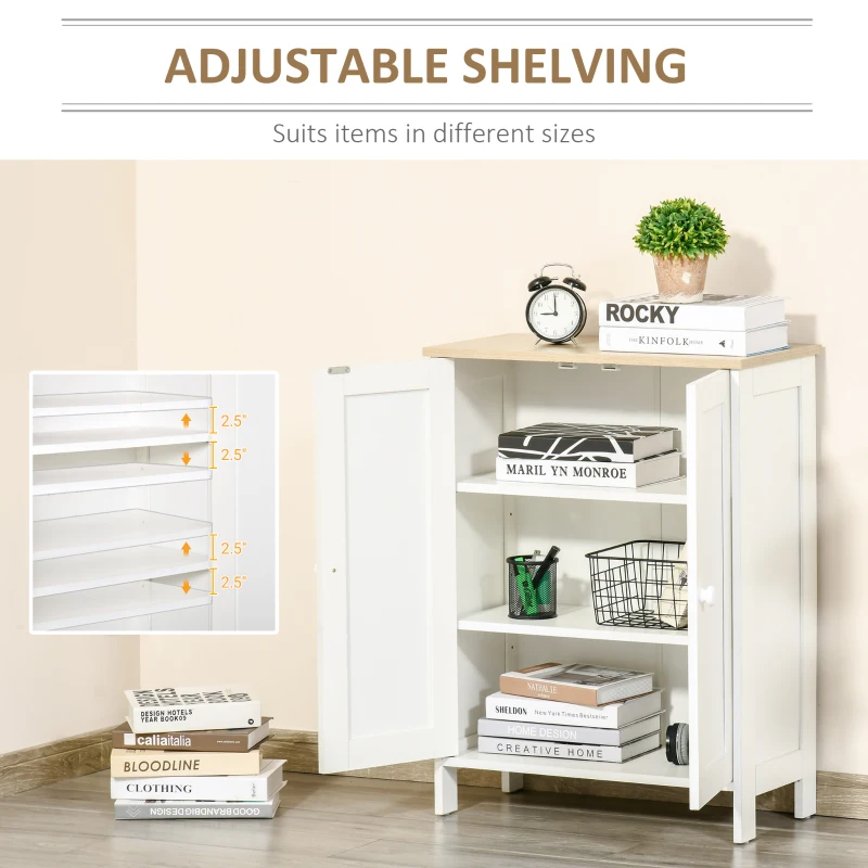 HOMCOM Storage Cabinet with Doors, Cupboard Organization with 2 Adjustable Shelves, Storage Solution for Living Room, Bathroom