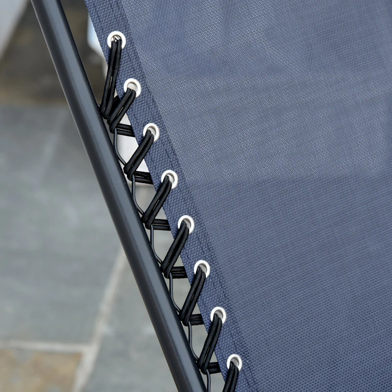 Outsunny Zero Gravity Chair Set of 2 Patio Chair with Side Table Cupholders and Pillows for Pool, Backyard, Lawn, Blue