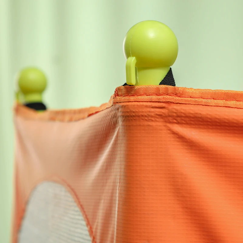 Qaba Trampoline for Kids, 4.6FT Mini Toddler Trampoline Indoor Outdoor with Handlebar, Safety Enclosure Net, Blue