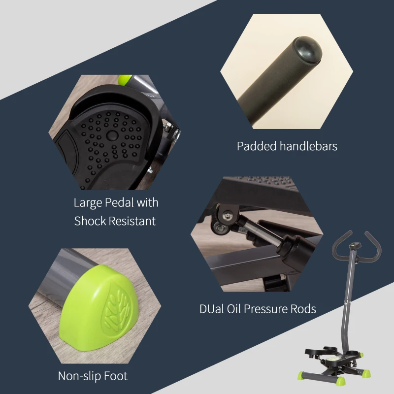 Soozier Twist Stepper Exercise Machine with Adjustable Resistance, LCD Screen - Grey & Green