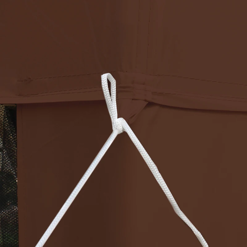 Outsunny 10' x 10' Canopy Tent, Party Tent with Mesh Netting and Double Tier Roof for Backyard, Garden, Patio, Outdoor, Brown