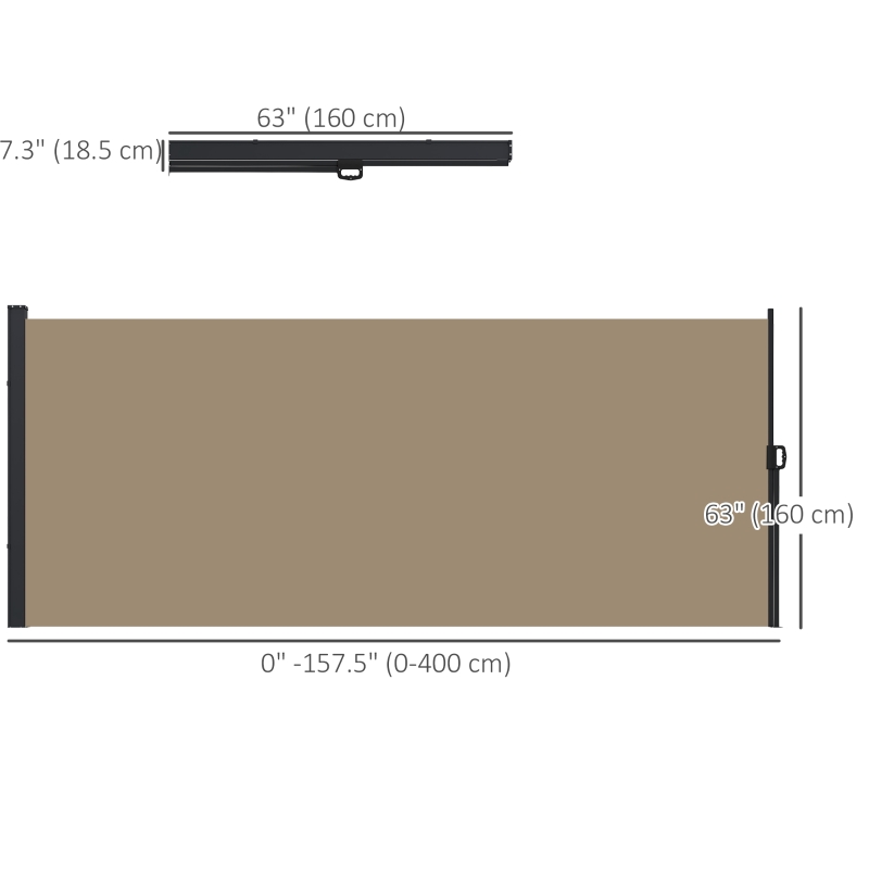 Outsunny 13' x 5' Retractable Side Awning, Outdoor Privacy Screen for Garden, Hot Tub, Balcony, Terrace, Pool, Khaki