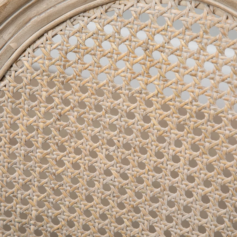 HOMCOM French-Style Upholstered Dining Chair Set, Armless Accent Side Chairs with Rattan Backrest and Linen-Touch Upholstery, Set of 2, Gray