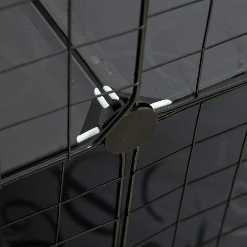 PawHut 31 Panels Small Animal Cage, Pet Playpen w/ Doors, Chinchilla Cage w/ Ramps, for Cat, Rabbits, Indoor Use