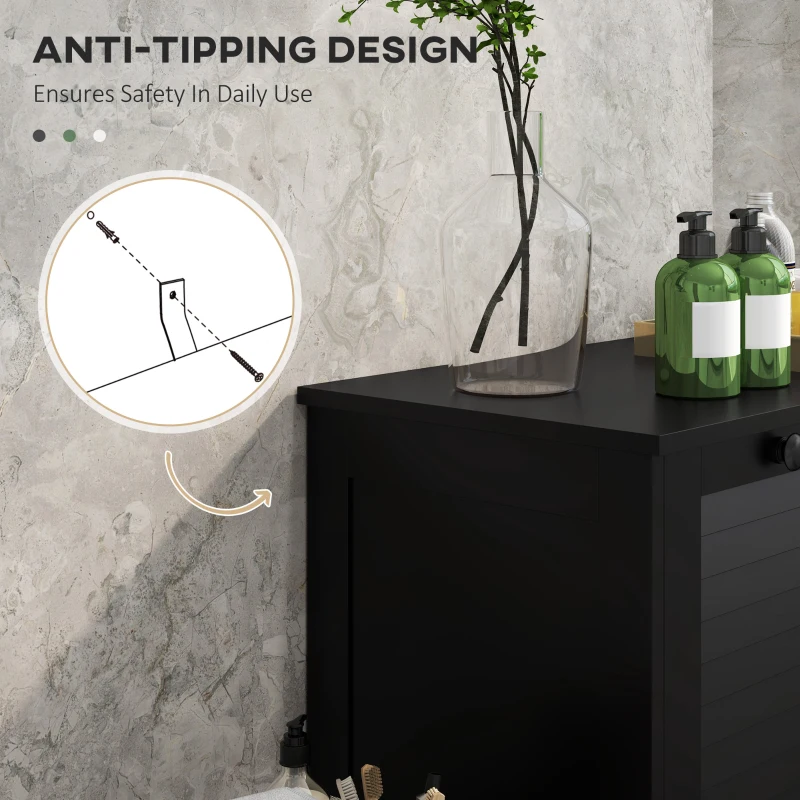 HOMCOM Tilt Out Laundry Cabinet, Laundry Basket Cabinet with 2 Baskets and 2 Louvered Doors, Black