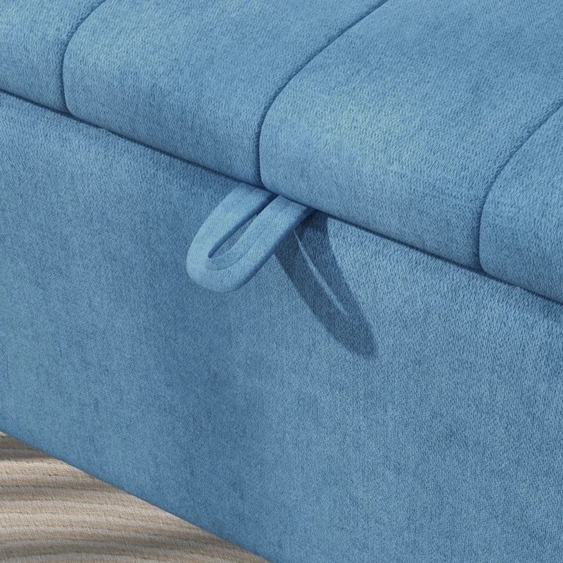 HOMCOM 40" Ottoman with Storage, Linen Upholstered Storage Ottoman Bench with Steel Legs for Living Room, Bedroom Dark Blue