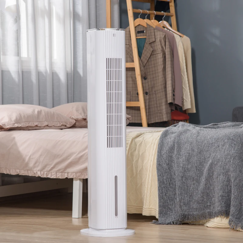 HOMCOM 42" 3-In-1 Evaporative Air Cooler with Water Tank, Ice Cooling Fan with Humidifier, 52° Oscillating Portable Swamp Cooler for Home Office, 3 Modes, 3 Speeds, 12H Timer, Remote, White