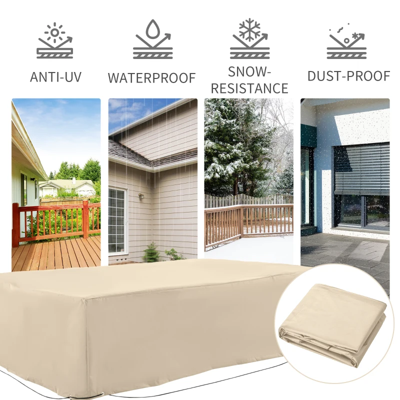 Outsunny Patio Furniture Covers, Waterproof, Windproof and Anti-UV 300D Oxford Fabric Large Outdoor Furniture Cover for Outdoor Sectional Sofa Set, 97" x 65" x 26", Beige