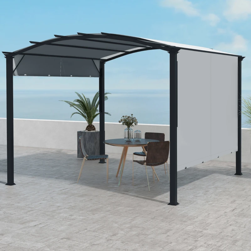 Outsunny 11' x 11' Outdoor Retractable Pergola with Canopy for Backyard, Gray