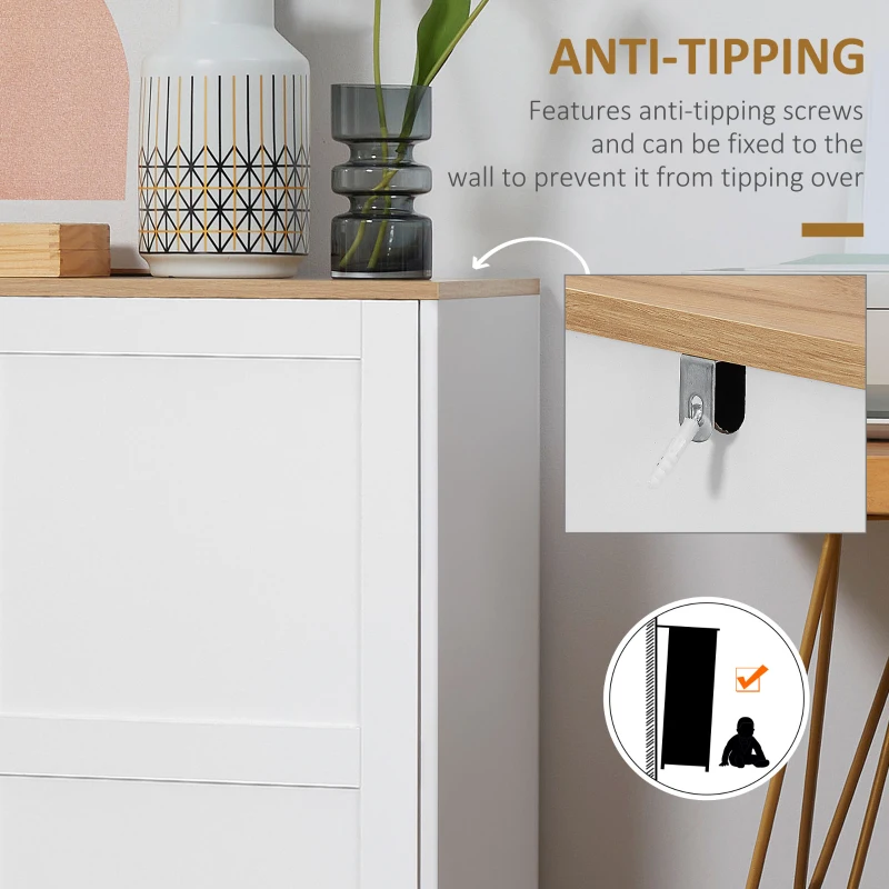 HOMCOM Kitchen Buffet Storage with 2 Doors and 2 Adjustable Shelves 90 x 39.5 x 88 cm White