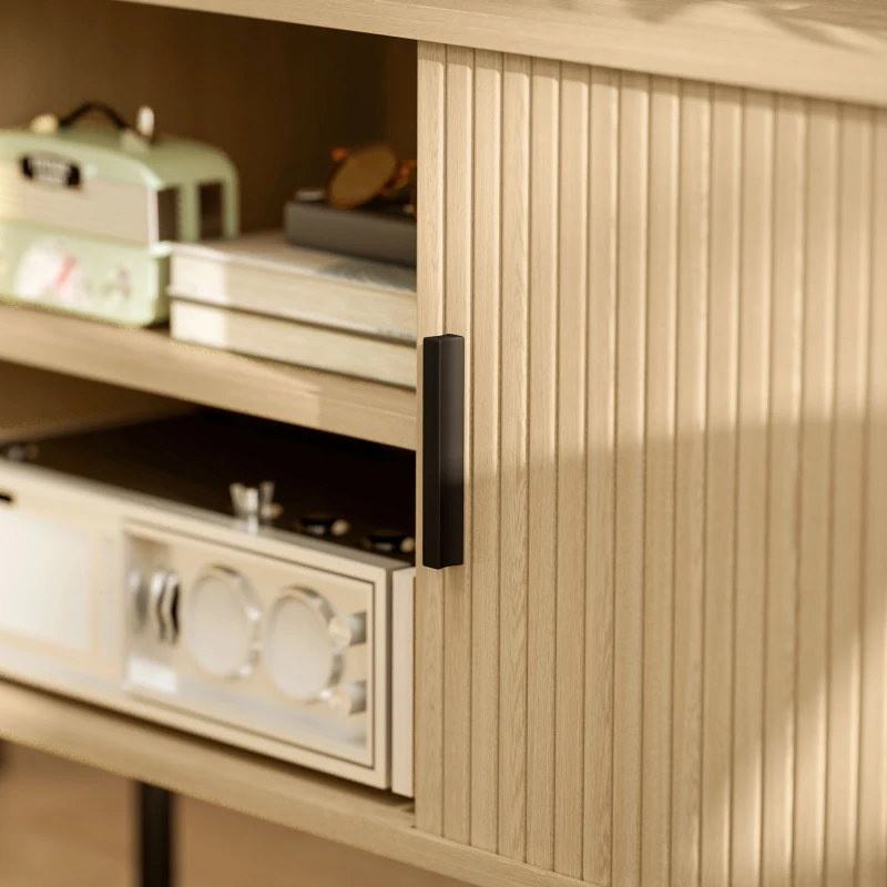 HOMCOM TV Stand Cabinet for TVs up to 55 Inches, TV Unit with Storage Shelves and Cabinets for Living Room, Oak Tone