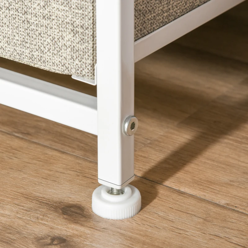 HOMCOM Dresser for Bedroom with 7 Drawers, Chest of Drawers with Metal Frame, Fabric Dresser for Living Room, Light Grey