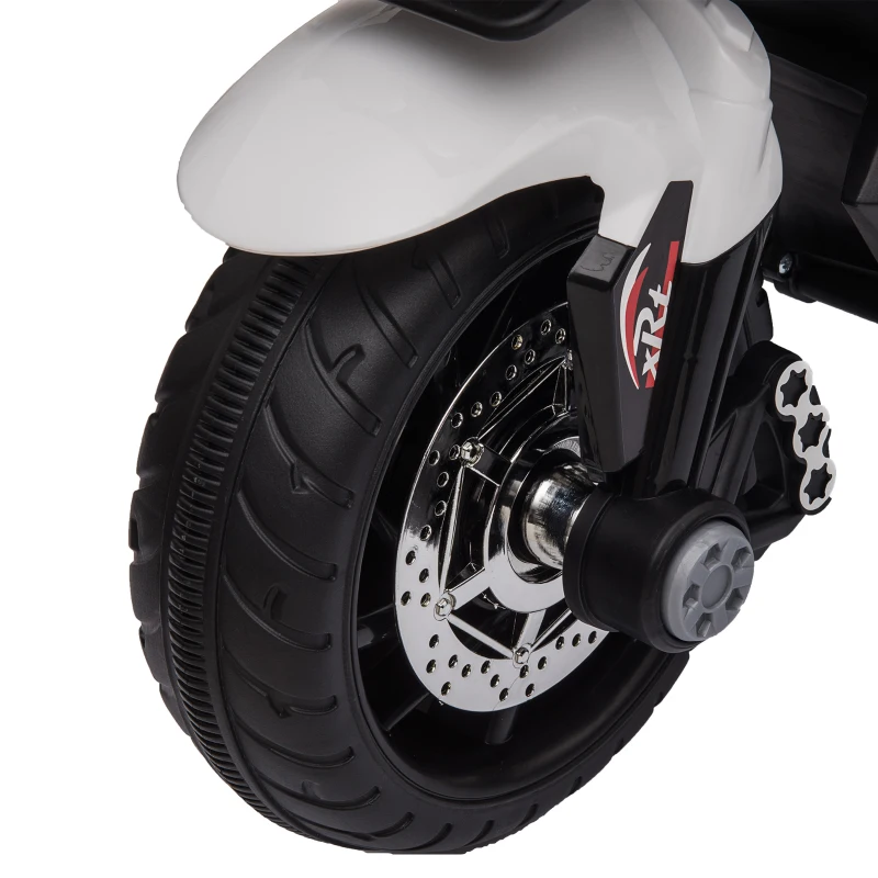 Aosom 6V Kids Motorcycle Toddler Ride-on Toy, High-Traction Battery-Operated Mini Electric Motorbike with Forward/Reverse Switch, Music, Headlights, Horn, White