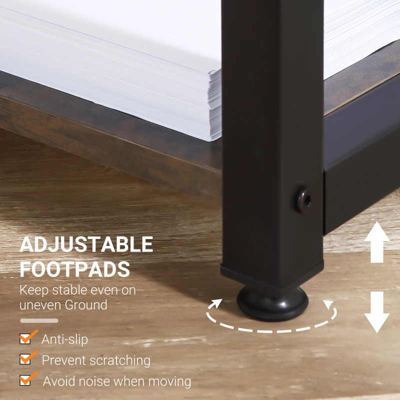 HOMCOM L-Shaped Computer Desk Home Office Corner Desk Study Workstation Table with 2 Shelves, Steel Frame, Brown