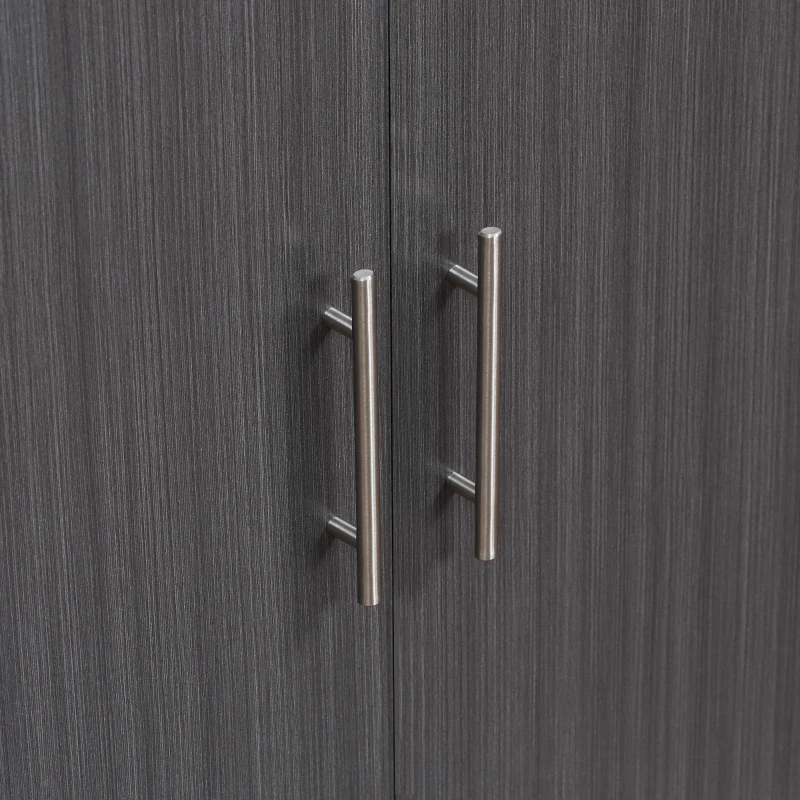 HOMCOM Sideboard Buffet Cabinet, Kitchen Storage Cabinet with Double Door Cupboards, Adjustable Shelf and Steel Legs, Gray