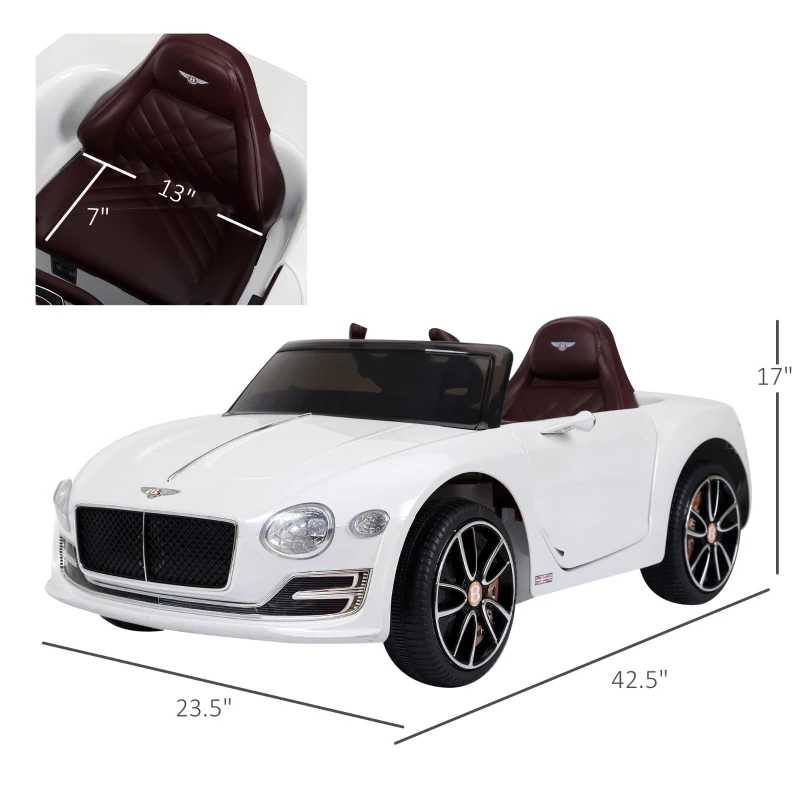 Aosom Electric Toy Car 12V Licensed Bentley EXP12 Electric Vehicles w/ Parent Remote Control, White