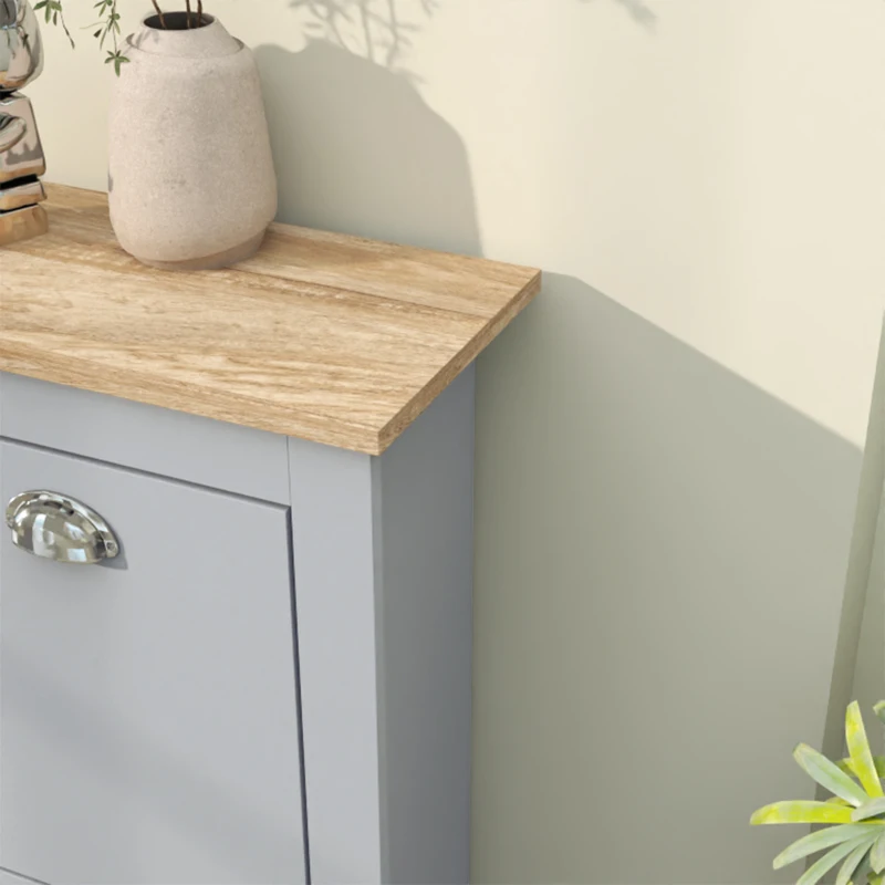 HOMCOM Entryway Shoe Cabinet with 2 Flip Drawers and Adjustable Shelves, 12 Pair Shoe Storage Organizer for Hallway, Grey