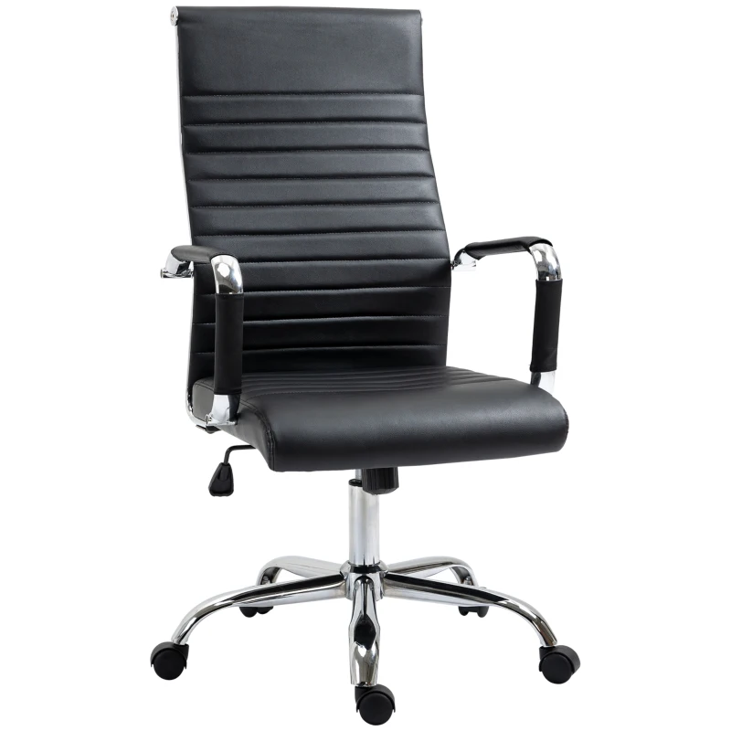 Vinsetto High Back Executive Office Chair Swivel PU Leather Ergonomic Chair, with Arm, Wheels, Adjustable Height, Black