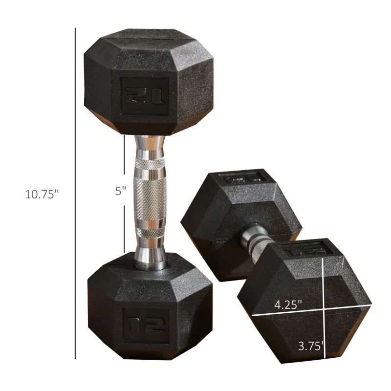 Soozier Hex Rubber Dumbbell Set for No Rolling