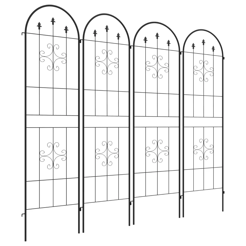 Outsunny Metal Trellis Set of 4, Garden Trellis for Climbing Plants Support Frames, Arrow Design