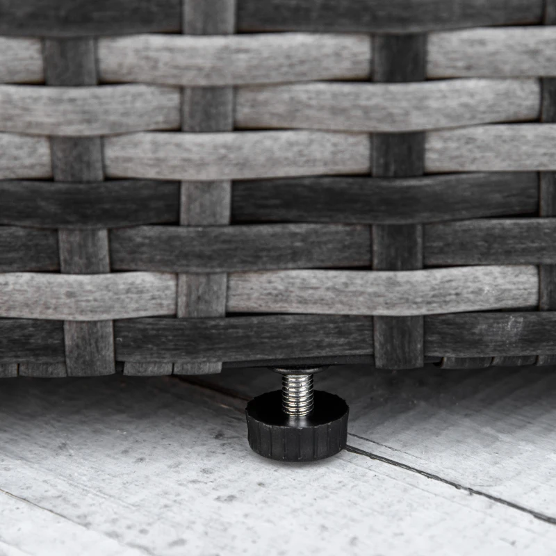 Outsunny 4 Piece Round Rattan Daybed, Convertible Patio Furniture Set, Adjustable Sun Canopy, Sectional Outdoor Sofa, 2 Chairs, Extending Tea Table Ottoman Chair, 3 Pillows, Gray