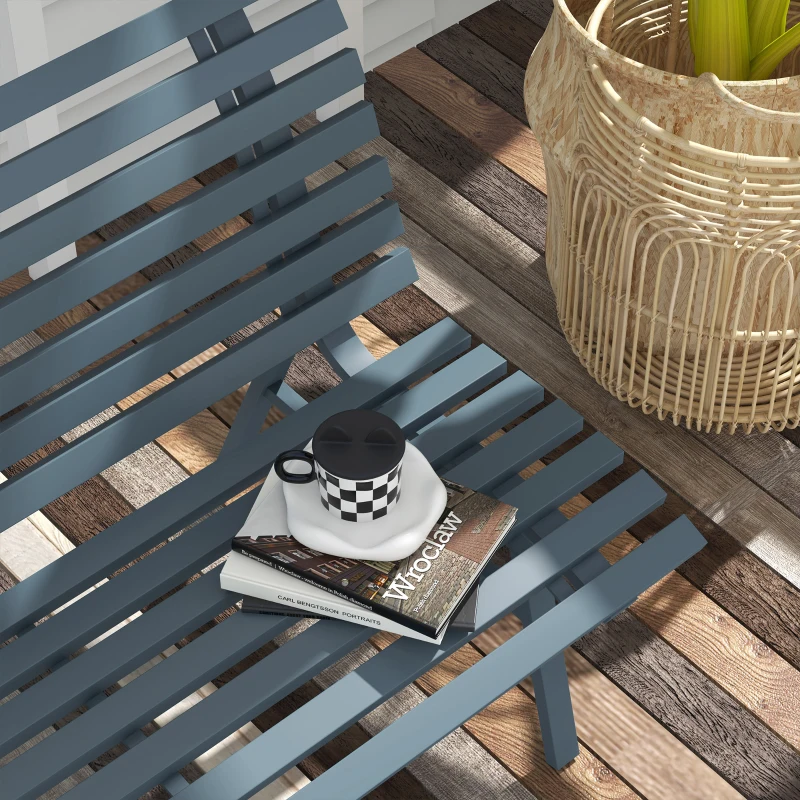 Outsunny Outdoor Bench Patio Bench, Aluminum Lightweight Park Bench with Slatted Seat for Lawn, Park, Deck, Blue