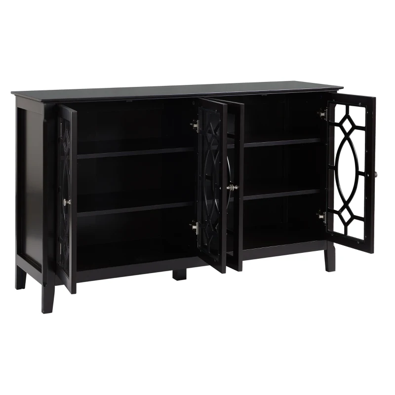 HOMCOM Sideboard Buffet Cabinet, Kitchen Storage Cabinet, Glass Door Accent Cabinet with Adjustable Shelves, Espresso