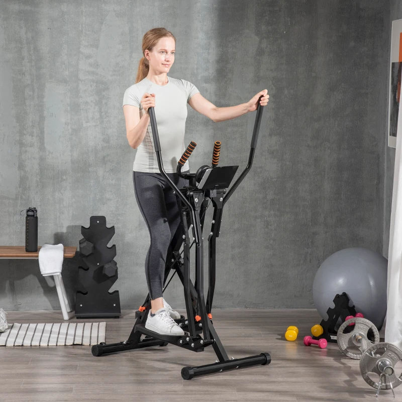 Soozier Gazelle Glider Air Walker Exercise Machine Elliptical Trainer with Four Resistance Levels, LCD Monitor, Heart Rate Sensor, Two Wheels