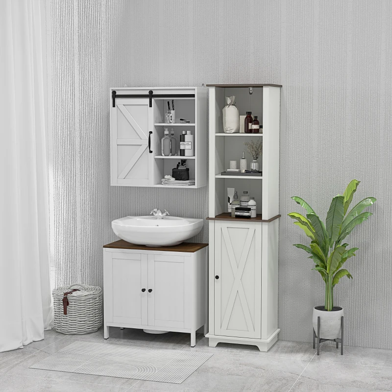 kleankin Bathroom Cabinet, Tall Storage Cabinet with Door and Adjustable Shelves, 15.6" x 11.8" x 63", White