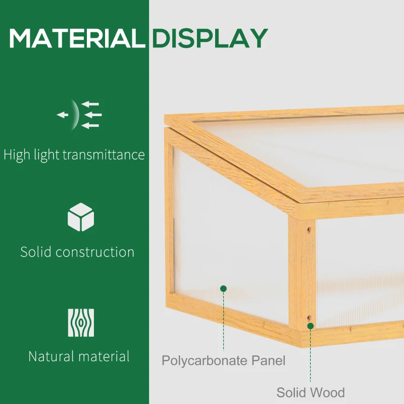Outsunny Wooden Cold Frame Greenhouse Garden Portable Raised Planter with Openable Top for Indoor, Outdoor, Flowers, Vegetables, Plants, 35.5"x23.5"x15.75", Light Brown