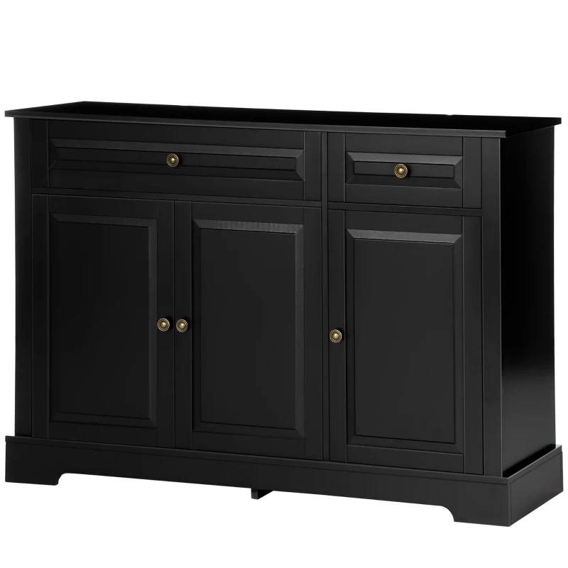 HOMCOM Modern Sideboard Cabinet, Buffet Cabinet with 2 Drawers and Adjustable Shelves, Buffets Tables for Dining Room, Black