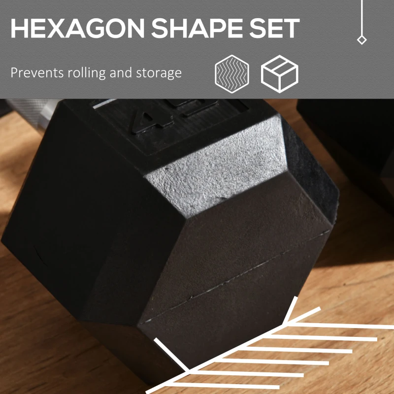 Soozier 2 x 45lbs Hex Dumbbell Set of 2, Rubber Weights Exercise Fitness Dumbbell with Non-Slip Handles, Anti-roll, for Women or Men Home Gym Workout