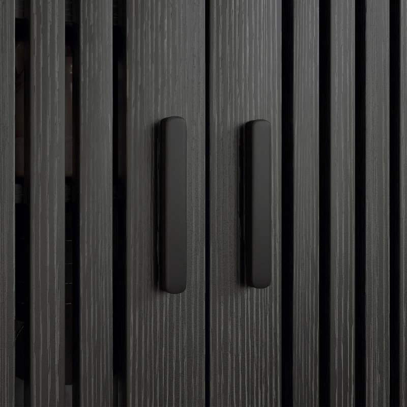 HOMCOM Shoe Storage with Double Doors and Open Shelves 17 Pair Shoe Storage Organizer for Entryway Hallway Black