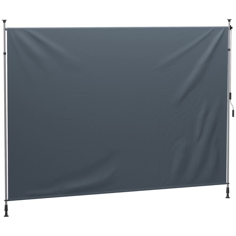 Outsunny 11.5' x 10' Manual Retractable Patio Awning, Outdoor Privacy Screen with UPF30+ & Water-Resistant Fabric, Dark Grey
