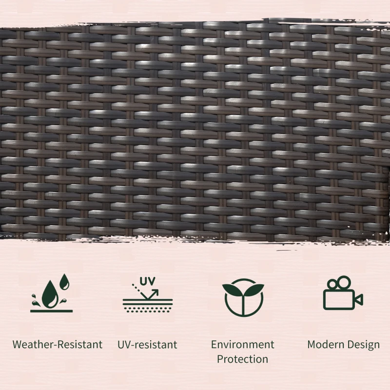 Outsunny Outdoor Patio Loveseat Conversation Furniture Set, Cushions & Built-in Coffee Table, Small 2-in-1 2 Person Seating for Front Porch, Balcony, Brown