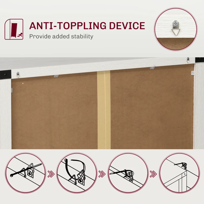 HOMCOM Modern Farmhouse Sideboard with Storage, Buffet Cabinet with 2 Barn Doors and Drawer for Dining Room, White Oak