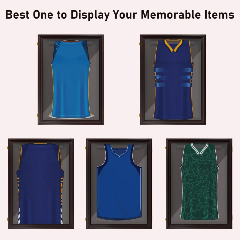 HOMCOM 26" x 35" Shadow Box Frame, UV-Resistant Jersey Display Case with T-shirt Hanger and 2 Keys, Brown
