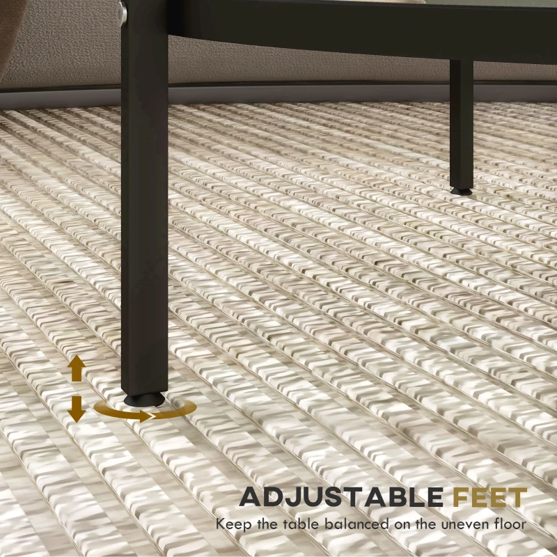 HOMCOM 2-Tier Round Side Table, Sofa End Table for Living Room, Small Accent Table with Tempered Glass Top and Steel Frame