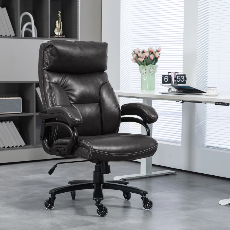 Vinsetto Big and Tall Office Chair, 400 lbs, Executive Computer Desk Chair with PU Leather, Swivel Wheels, Black