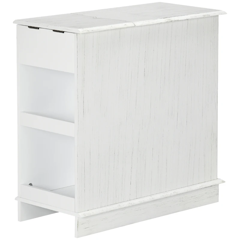HOMCOM Flip Top End Side Table with Storage Drawer and Cabinet, 11.5" x 24" x 24.25", White