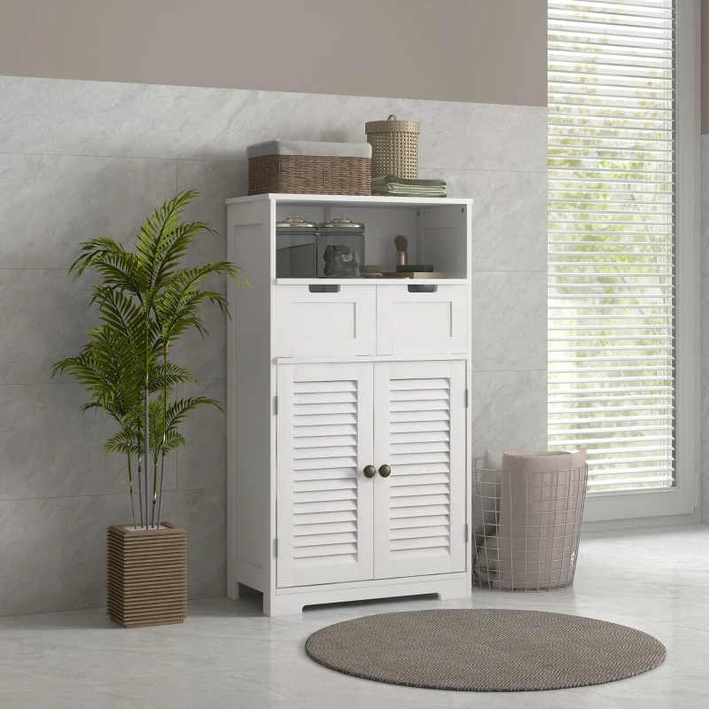 kleankin Bathroom Vanities with Louvred Doors, Medicine Cabinet, Bathroom Cupboard with Drawers and Open Shelf