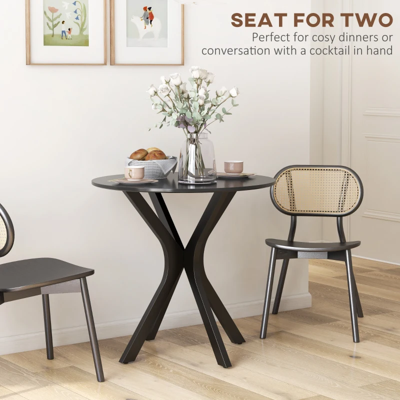 HOMCOM 31" Round Dining Table, Modern Dining Room Table with Steel Curved Legs, Space Saving Small Kitchen Table, Black